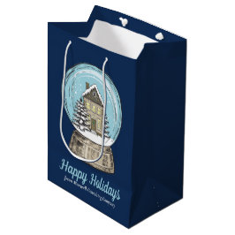 Schattige Aangepaste Kerst Sneeuwbol Navy Blauwe Medium Cadeauzakje