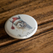 Schattige aangepaste kerstalpaca-illustratie ronde button 5,7 cm
