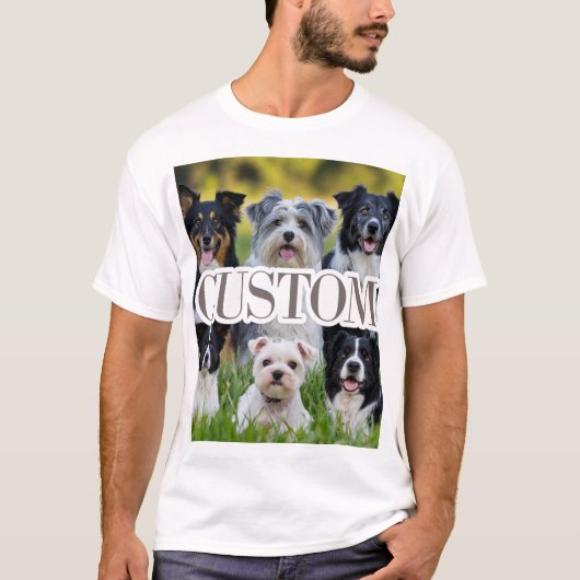 Schattige Aangepaste Mannen T-shirt met hondenthem (Voorkant)