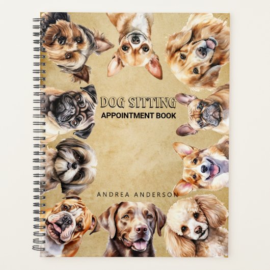 Schattige Aangepaste Moderne Hond Zitten Afspraakb Planner (Voorkant)