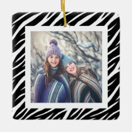 Schattige aangepaste naam foto zwart-wit zebra ker keramisch ornament