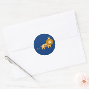 Schattige aangepaste naam Leeuw met kroon en hart  Ronde Sticker