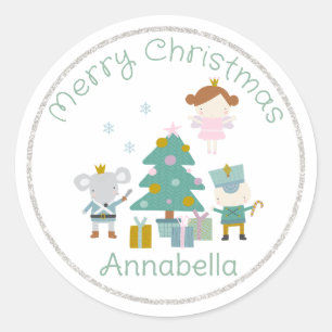Schattige Aangepaste Naam Notenkraker Kerstmis Ronde Sticker