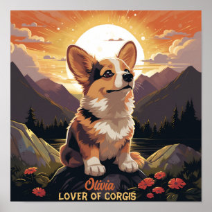 Schattige Aangepaste Naam Pembroke Welsh Corgi Poster