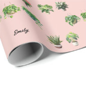 Schattige Aangepaste Naam Plantenliefhebber Cadeaupapier (Rol Hoek)