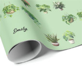 Schattige Aangepaste Naam Plantenliefhebber Cadeaupapier (Rol Hoek)