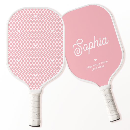 Schattige aangepaste naam Pretty Roze Moderne Mesh Pickleball Paddle