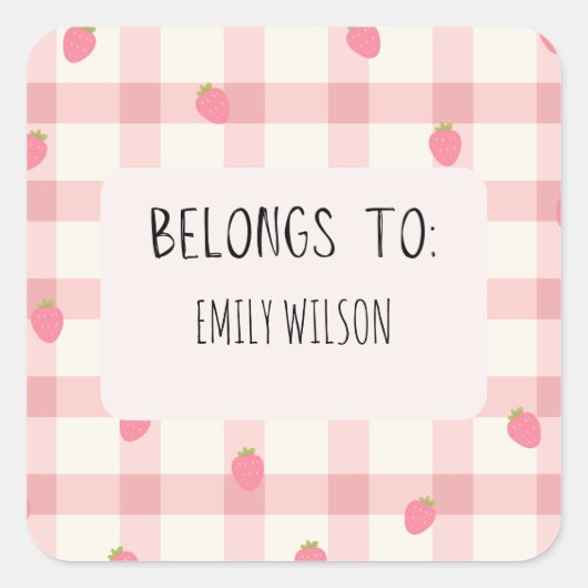 Schattige aangepaste naamlabel vierkante sticker (Voorkant)