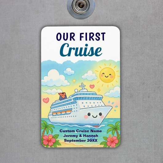 Schattige Aangepaste Onze Eerste Cruise Hut Deur Magneet