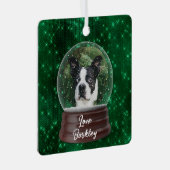 Schattige aangepaste Pet Snow Wereldbol Metalen Ornament (Voorkant Rechts)