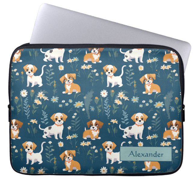 Schattige aangepaste puppy laptop sleeve (Voorkant)