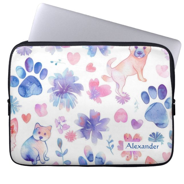 Schattige aangepaste puppy laptop sleeve (Voorkant)