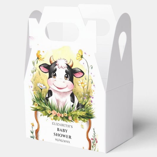 Schattige Aangepaste Waterverf Koe Baby shower Bedankdoosjes (Geopend)