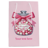 Schattige aanpasbaar Het is een meisje baby shower Medium Cadeauzakje (Voorkant)