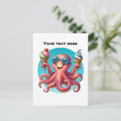Schattige aanpasbaar octopusijs briefkaart (Staand voorkant)