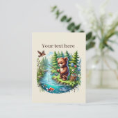 Schattige aanpasbaar visserij-beer briefkaart (Staand voorkant)