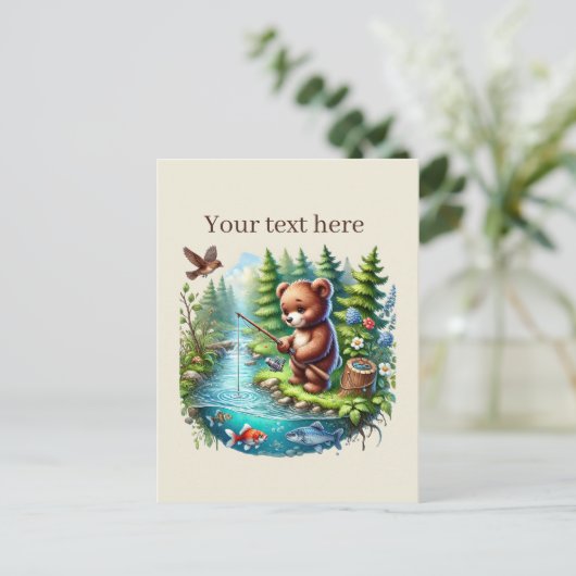 Schattige aanpasbaar visserij-beer briefkaart (Staand voorkant)