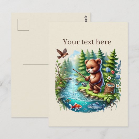 Schattige aanpasbaar visserij-beer briefkaart (Voorkant / Achterkant)