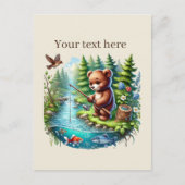 Schattige aanpasbaar visserij-beer briefkaart (Voorkant)