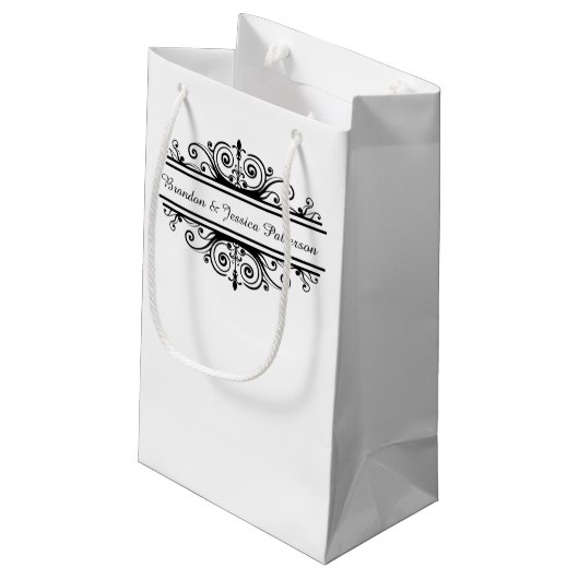 Schattige aanpasbaar zwart lijst klein cadeauzakje (Achterkant Gekanteld)