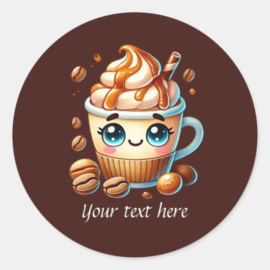 Schattige aanpasbare bedrijfs-Coffee Ronde Sticker (Voorkant)