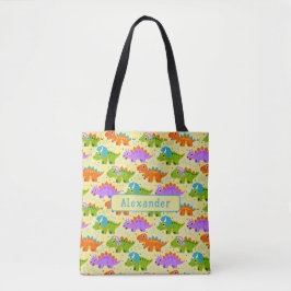 Schattige Aanpasbare Dinosaurus Print Tote Bag
