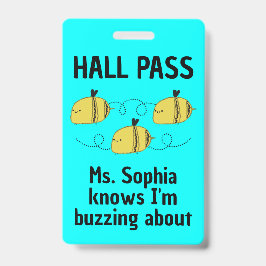 Schattige aanpasbare hall pass hommel teamgeest badge