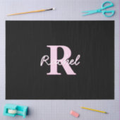 Schattige aanpasbare monogram | Lichtroze en zwart Tissuepapier (Craft)