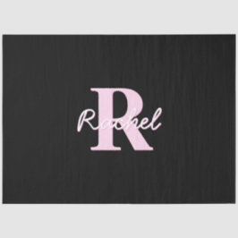 Schattige aanpasbare monogram | Lichtroze en zwart Tissuepapier