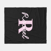 Schattige aanpasbare monogram | Lichtroze & Zwart Fleece Deken (Voorkant (Horizontaal))