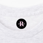 Schattige aanpasbare monogram | Lichtroze & Zwart Labels (Aangebracht)