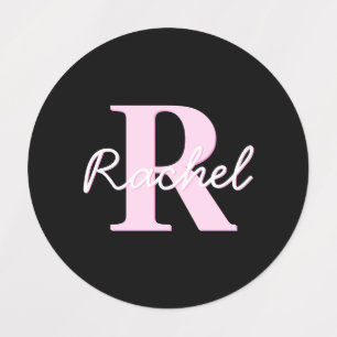 Schattige aanpasbare monogram Lichtroze & Zwart Labels