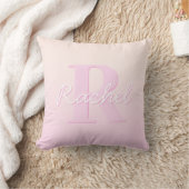 Schattige aanpasbare monogram | Perzik & Roze Ombr Kussen (Deken)