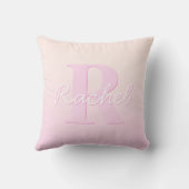 Schattige aanpasbare monogram | Perzik & Roze Ombr Kussen (Achterkant)