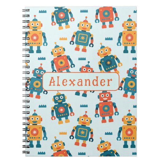 Schattige aanpasbare robot afdruk notitieboek (Voorkant)