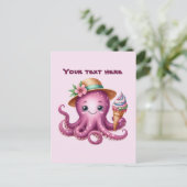 Schattige aanpasbare strand octopus briefkaart (Staand voorkant)