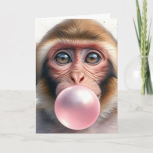 Schattige Aap Blowing Bubbles Bubble Gum Blank Kaart