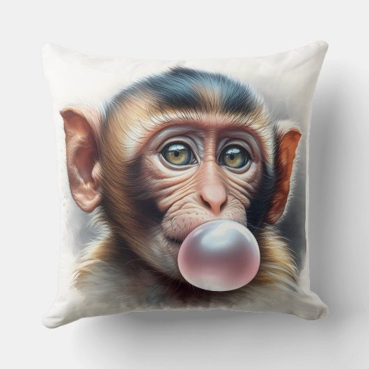 Schattige Aap Blowing Bubbles Bubble Gum Kussen (Achterkant)