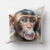 Schattige Aap Blowing Bubbles Bubble Gum Kussen (Voorkant)