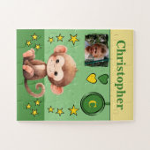 Schattige Aap Fotonaam Groen Geel kinder Legpuzzel (Horizontaal)