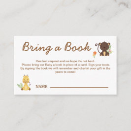 Schattige Aap Giraffe Brengt een Boek naar een Bab Informatiekaartje