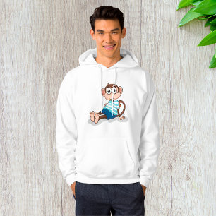 Schattige aap in blauw gestreept shirt en korte br