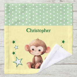 Schattige aap naam polka stippen sterren groen washandje