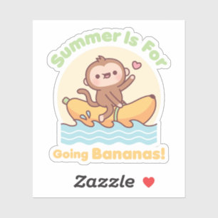 Schattige aap op bananenboot Zomer is om banaan te Sticker