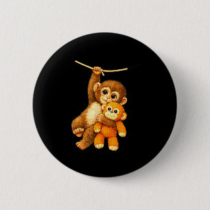 Schattige aap slaat baby ronde button 5,7 cm