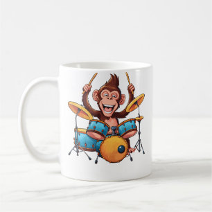 Schattige aap speelt drums Apen drummer muziek Koffiemok