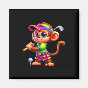 Schattige aap speelt golf golfer golfen sport mann magneet