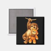 Schattige aap stomp knuffel knuffel omhelzing magneet (Voorkant / Achterkant)