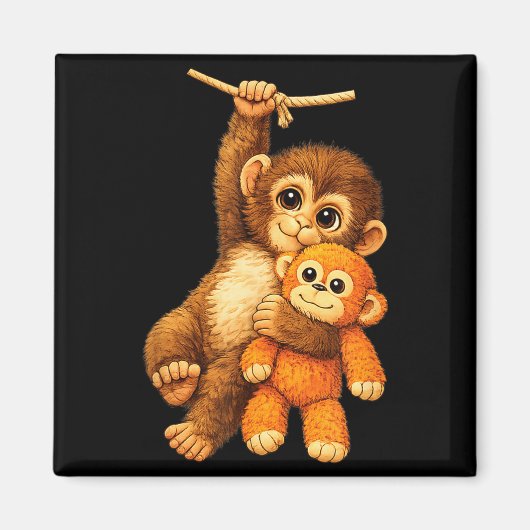 Schattige aap stomp knuffel knuffel omhelzing magneet (Voorkant)