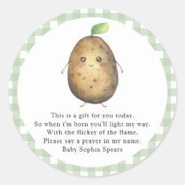 Schattige aardappel - gebedskaarslabel ronde sticker